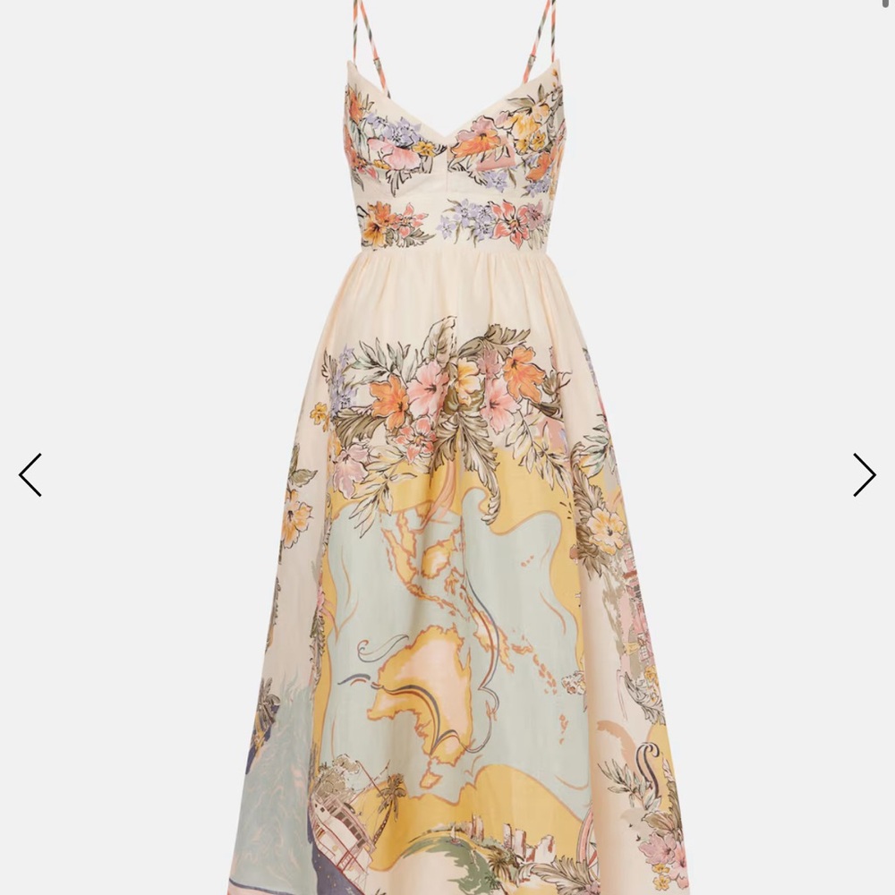 ZIMMERMANn tallow floral linen BRAND NEW Floral Print Spaghetti Strap Dress